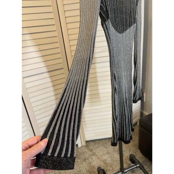 SOLD-Balmain Metallic Rib Knit Long Sleeve Sheath Dress Black Gra IT 40 NWT - Picture 5 of 13